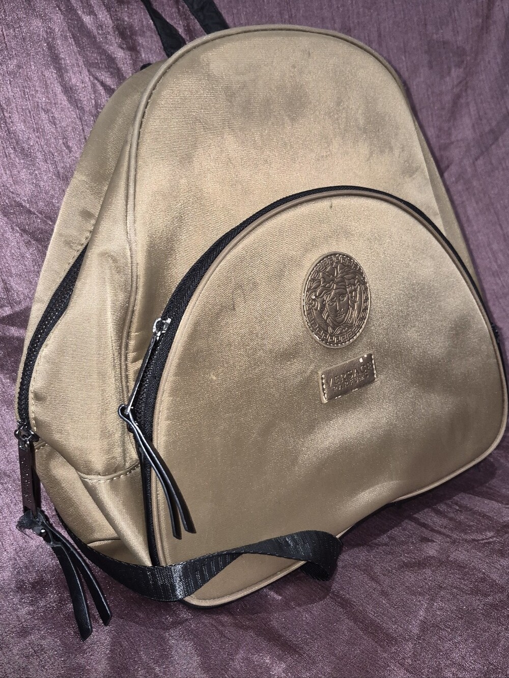 Versace Parfums Bronze Gold Nylon Medusa Backpack